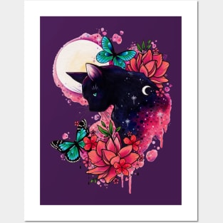 The Midnight Cat design by Lorna Laine Posters and Art